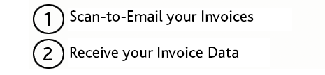 1) Scan-to-email your Invoices to ABUKAI, 2) Receive the finished Invoice Data